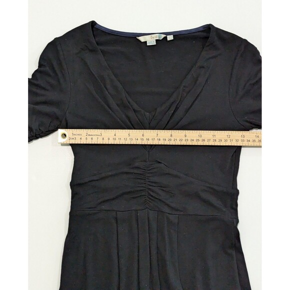 Boden US 2 Solid Black Stretch Dress 3/4 Sleeve V Neck - Picture 10 of 12
